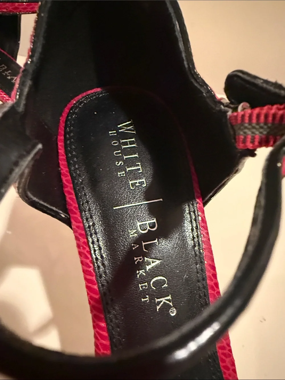 White House Black Market Fuchsia Snake-Embossed Ankle-Strap Peep-Toe Heels